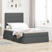 vidaXL Förvaringssäng med madrass med madrass Mörkgrå 120 x 190 cm tyg