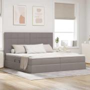 vidaXL Förvaringssäng med madrass Taupe 200 x 200 cm Polyester