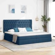 vidaXL Förvaringssäng med madrass Blå 200 x 200 cm Polyester