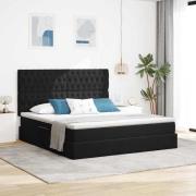 vidaXL Förvaringssäng med madrass Svart 180 x 200 cm Sammet