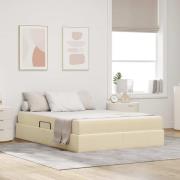 vidaXL Förvaringssäng med madrass Kräm 140 x 200 cm Polyester