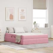 vidaXL Förvaringssäng med madrass med madrass Rosa 140 x 190 cm Sammet