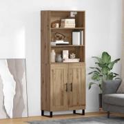 vidaXL Skåp Artisan Ek 69,5 x 34 x 180 cm Konstruerat trä och glas