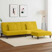 vidaXL Bäddsoffa 2-sits med fotpall gul sammet