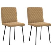 vidaXL Matstolar 2 st brun sammet