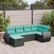 vidaXL Loungegrupp med dynor 6 delar svart konstrotting