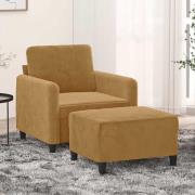 vidaXL Fåtölj med fotpall Brun 60 cm sammet