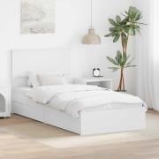vidaXL Förvaringssäng med huvudgavel Vit 90 x 200 cm Konstruerat trä