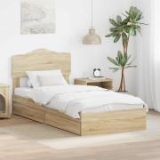 vidaXL Förvaringssäng med låda Sonoma-ek 70 x 190 cm Konstruerat trä