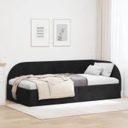 vidaXL Hörn Sängram med huvudgavel Svart 90 cm x 190 cm Sammet