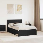 vidaXL Sängram med huvudgavel Svart 135 x 190 cm Konstruerat trä