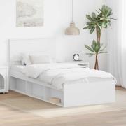 vidaXL Sängram med huvudgavel Vit 90 x 190 cm Konstruerat trä