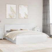 vidaXL Förvaringssäng med huvudgavel Vit 180 x 200 cm Konstruerat trä