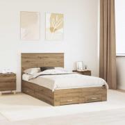 vidaXL Sängram med huvudgavel Artisan Ek 120 x 190 cm Konstruerat trä