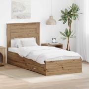 vidaXL Sängram med huvudgavel Artisan Ek 90 x 190 cm Konstruerat trä