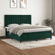 vidaXL Ramsäng med madrass mörkgrön 160x200 cm sammet