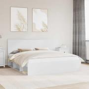 vidaXL Sängram med huvudgavel Vit 200 x 200 cm Massiv furu