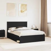 vidaXL Sängram med huvudgavel Svart 140 x 200 cm Massiv furu