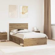 vidaXL Sängram med huvudgavel Artisan Ek 120 x 200 cm Massiv furu