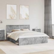 vidaXL Sängram med huvudgavel Betong 160 x 200 cm Massiv furu