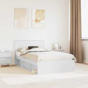 vidaXL Sängram med huvudgavel Vit 120 x 200 cm Massiv furu