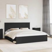 vidaXL Sängram med huvudgavel Svart 180 x 200 cm Massiv furu