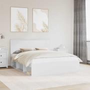 vidaXL Sängram med huvudgavel Vit 160 x 200 cm Massiv furu
