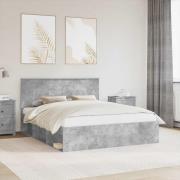 vidaXL Sängram med huvudgavel Betong 160 x 200 cm Massiv furu