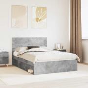 vidaXL Sängram med huvudgavel Betong 140 x 200 cm Massiv furu