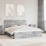 vidaXL Sängram med huvudgavel Betong 180 x 200 cm Massiv furu