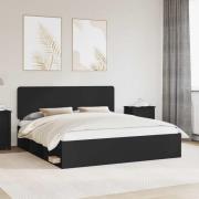 vidaXL Sängram med huvudgavel Svart 200 x 200 cm Massiv furu