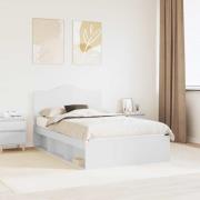 vidaXL Sängram med huvudgavel Vit 120 x 200 cm Massiv furu