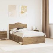 vidaXL Sängram med huvudgavel Artisan Ek 120 x 200 cm Massiv furu