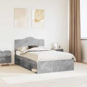 vidaXL Sängram med huvudgavel Betong 120 x 190 cm Massiv furu