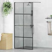 vidaXL Walk-in Duschvägg Svart 90 x 195 cm härdat glas