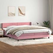 vidaXL Ramsäng med madrass rosa 180x210 cm sammet