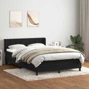 vidaXL Ramsäng med madrass svart 160x210 cm sammet