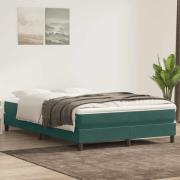 vidaXL Ramsäng med madrass mörkgrön 160x210 cm sammet