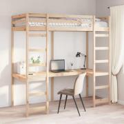 vidaXL Loftsängram Naturfärg 90 x 200 cm Massiv furu