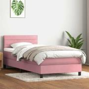 vidaXL Ramsäng med madrass rosa 90x210 cm sammet