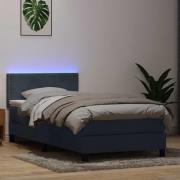 vidaXL Resårsäng med madrass och LED mörkgrå 90x220 cm sammet