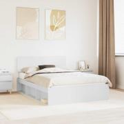 vidaXL Sängram med huvudgavel Vit 160 x 200 cm Massiv furu