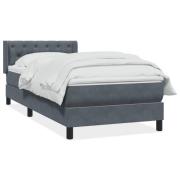 vidaXL Ramsäng med madrass mörkgrå 80x220 cm sammet