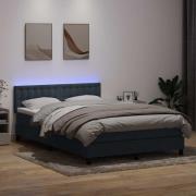 vidaXL Resårsäng med madrass och LED mörkgrå 140x220 cm sammet