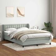 vidaXL Ramsäng med madrass ljusgrå 160x210 cm sammet