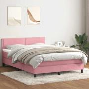vidaXL Ramsäng med madrass rosa 160x210 cm sammet