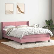 vidaXL Ramsäng med madrass rosa 140x210 cm sammet
