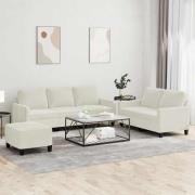 vidaXL Soffgrupp med dynor 3 delar gräddvit sammet