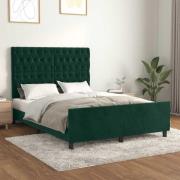 vidaXL Sängram utan madrass mörkgrön 140x190 cm sammet
