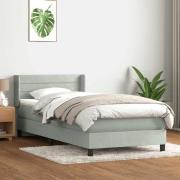 vidaXL Ramsäng med madrass ljusgrå 90x210 cm sammet